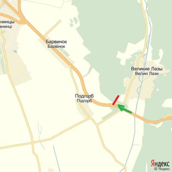 Схема рекламной плоскости по адресу Автодорога Київ-Чоп, район с.В.Лази,  напрям-Ужгород (3 км)