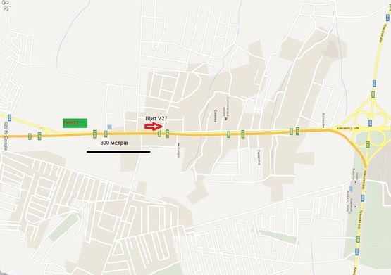 Схема рекламной плоскости по адресу с.Солонка траса Львів-Чоп