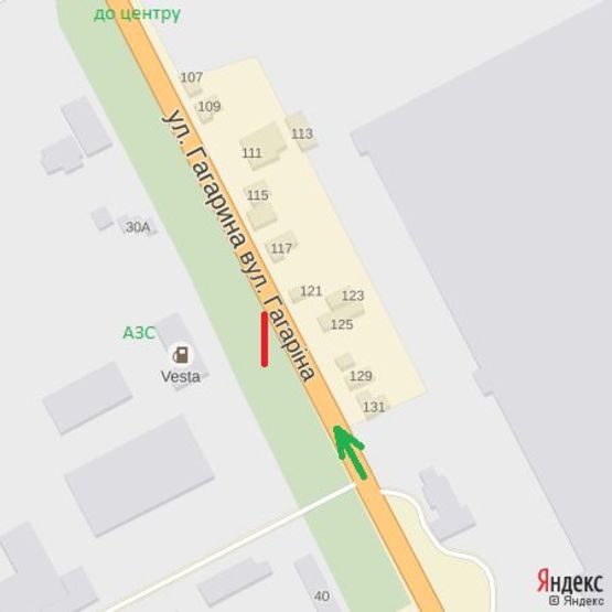 Схема рекламной плоскости по адресу вул.Гагаріна (АЗС), супермаркет Барва, напрям - до центру Схема рекламной плоскости по адресу вул.Гагаріна (АЗС), супермаркет Барва, напрям - до центру