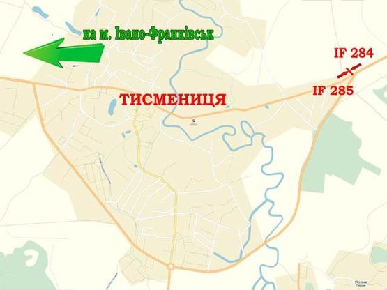 Схема рекламной плоскости по адресу Тисмениця виїзд Б Схема рекламной плоскости по адресу Тисмениця виїзд Б