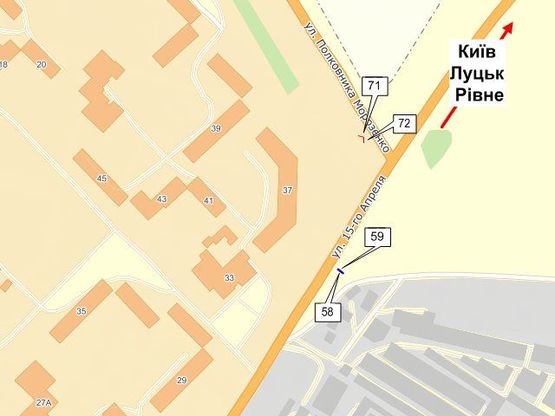 Схема рекламной плоскости по адресу 15 Квiтня (автосалон Рено) Схема рекламной плоскости по адресу 15 Квiтня (автосалон Рено)