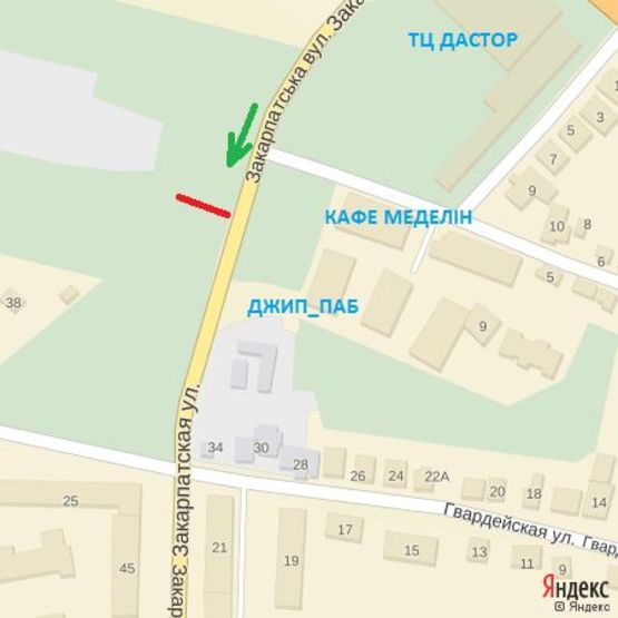 Схема рекламної площини за адресою вул.Загорська,61А, автобусна зупинка, рух-Собранецька,Загорська