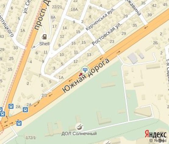 Схема рекламной плоскости по адресу Южная дорога, 9 - (из центра)  (левый)