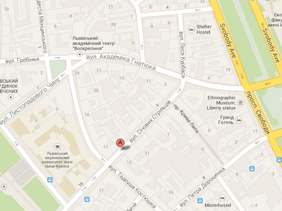 Схема рекламной плоскости по адресу вул.Січових Стрільців 16