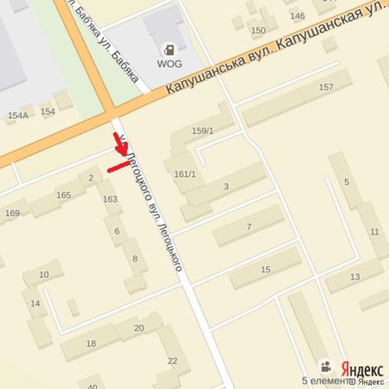 Схема рекламної площини за адресою вул.Легоцького-Капушанська-Баб'яка(перехрестя),напрям-Заньковецької