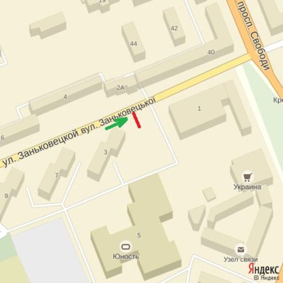 Схема рекламної площини за адресою вул.Заньковецької,3,в сторону просп.Свободи