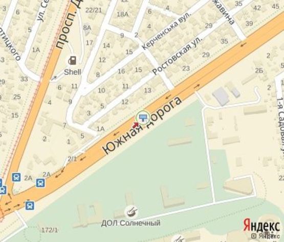 Схема рекламної площини за адресою Южная дорога, 9 - (из центра) (правый)