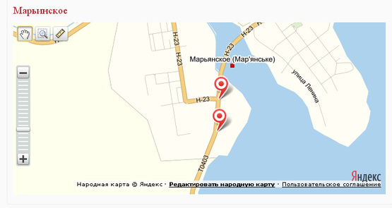 Схема рекламної площини за адресою Марьинское, ул. Первого мая, р-н рынка