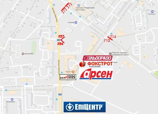 Схема рекламної площини за адресою Стуса - Івасюка Схема рекламної площини за адресою Стуса - Івасюка