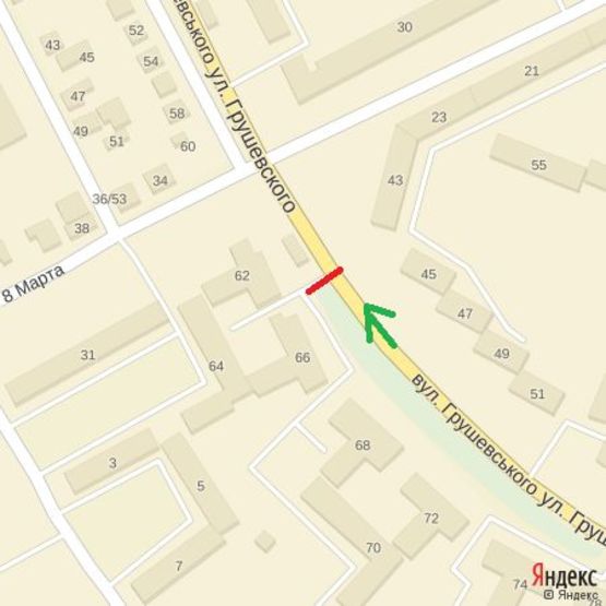 Схема рекламної площини за адресою вул.Грушевського (ТПП), напрям-вул.8.Березня