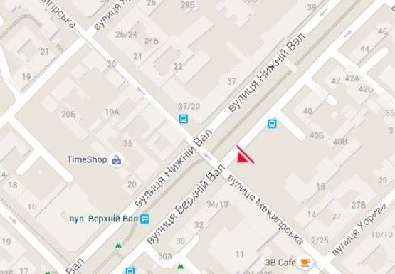 Схема рекламной плоскости по адресу Верхний Вал ул. - Межигорская ул.