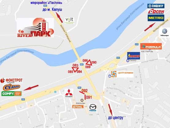 Схема рекламной плоскости по адресу Надрічна-Галицька