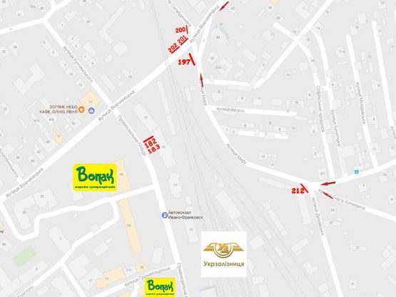 Схема рекламной плоскости по адресу Привокзальна - Вовчинецька
