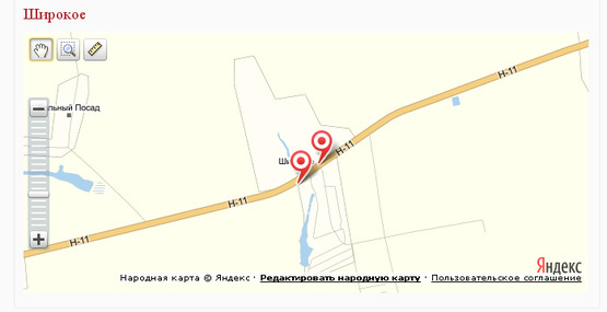 Схема рекламной плоскости по адресу Широке