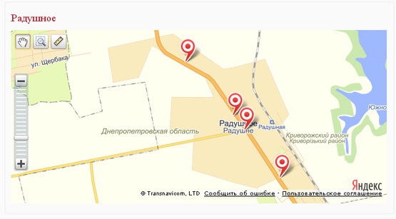 Схема рекламной плоскости по адресу Радушне