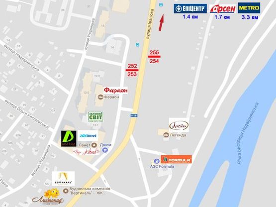 Схема рекламної площини за адресою Івасюка - Незалежності