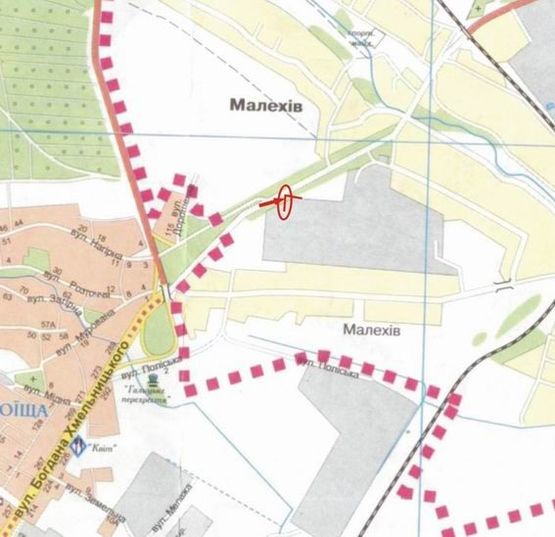 Схема рекламной плоскости по адресу с.Малехів (М1)