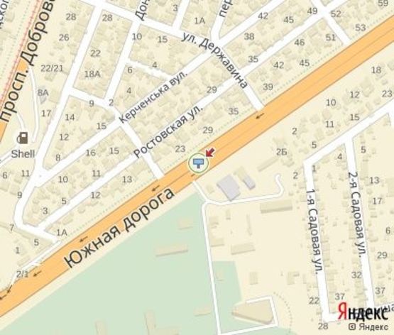 Схема рекламної площини за адресою Южная дорога, 23 - (в центр)  (левый)