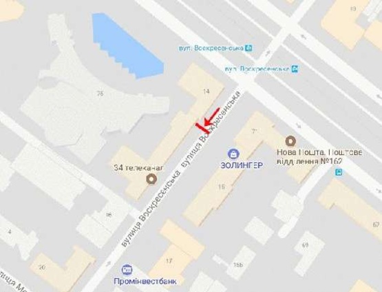 Схема рекламной плоскости по адресу Воскресенская ул.14, возле Приватбанка, Горисполкома, №2