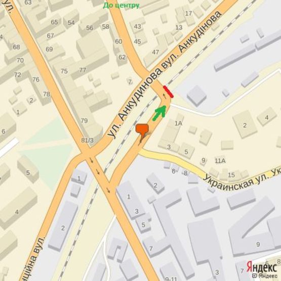 Схема рекламной плоскости по адресу вул.Українська-вул.Анкудінова (залізничний міст)-Антонівська-на Руську