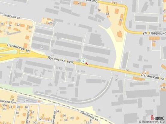 Схема рекламної площини за адресою вул.Луганська, с-кет Рукавичка, від вул.Зеленої