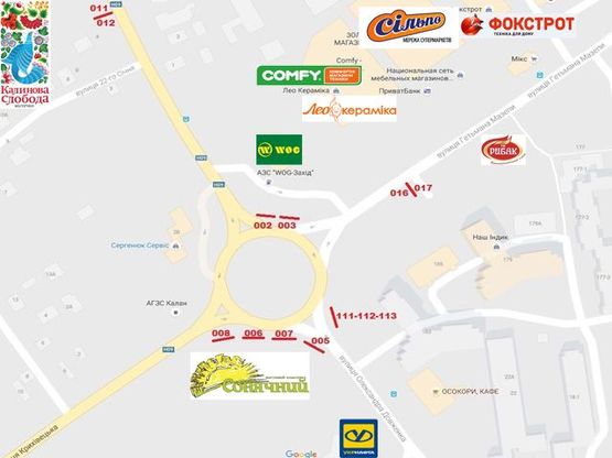 Схема рекламної площини за адресою Мазепи-Довженка   (кільце) ПРИЗМА