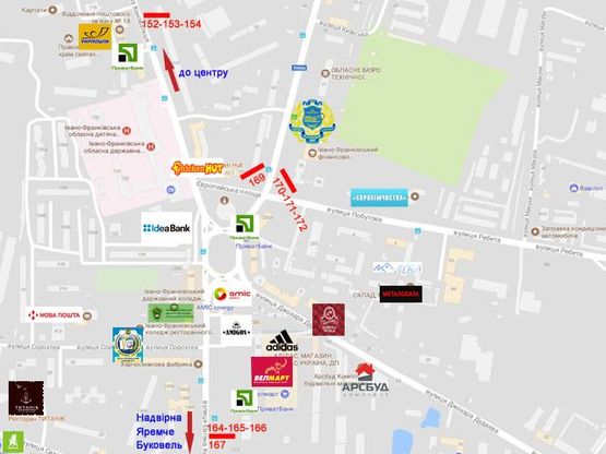 Схема рекламної площини за адресою Бандери-Ребета-Коновальця  в центр ст.А (призма)