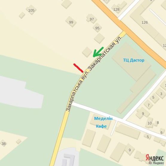 Схема рекламної площини за адресою вул.Собранецька,146-Грибоєдова, район аеропорту, напрям-КППУжгород