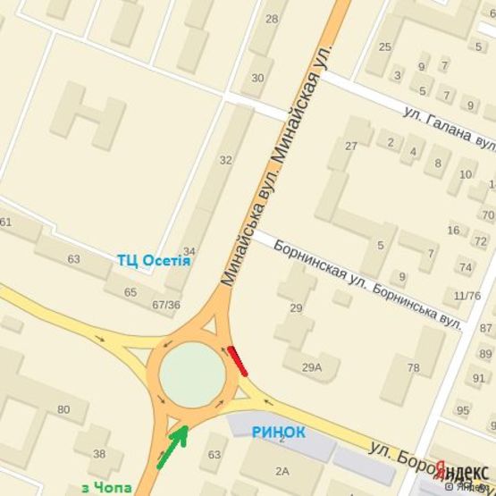 Схема рекламної площини за адресою вул.Бородіна-Минайська(трансп.кільце(правий)