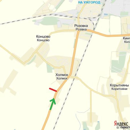 Схема рекламної площини за адресою Автодорога Київ-Чоп, с.Холмок,  напрям-Ужгород (3 км)