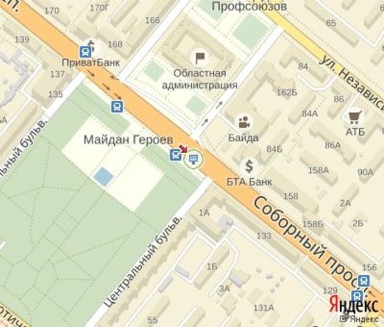 Схема рекламної площини за адресою Соборный пр., Героев пл. ЦЕНТРАЛЬНАЯ ЗОНА. ("Укртелеком", "Укрпошта","Приватбанк","Ощадбанк","Укрсиббанк") Схема рекламної площини за адресою Соборный пр., Героев пл. ЦЕНТРАЛЬНАЯ ЗОНА. ("Укртелеком", "Укрпошта","Приватбанк","Ощадбанк","Укрсиббанк")