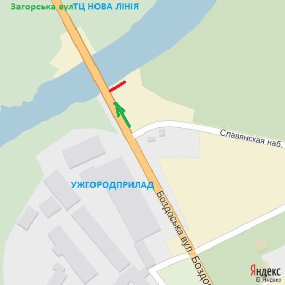 Схема рекламної площини за адресою вул.Баб'яка(новий трансп.міст), район ТЦ Нова лінія, напрям-вул.Загорська