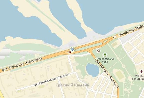 Схема рекламної площини за адресою Набережная Заводская ул. 55, в центр