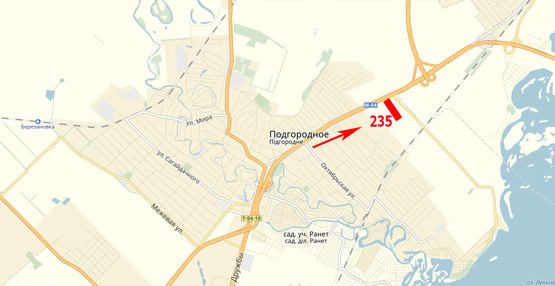 Схема рекламной плоскости по адресу Донецьке шосе, виїзд із міста, за м. Підгороднє, біля SunRay