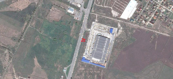 Схема рекламної площини за адресою пр-т Слобожанський, ж/м "Золоті ключі", склади АТБ, на світлофорі