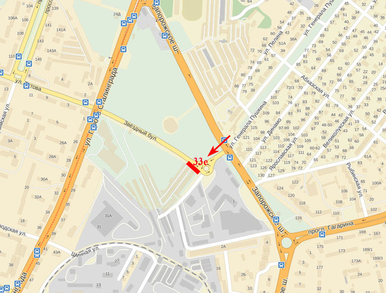 Схема рекламной плоскости по адресу Зоряний бульвар - магазин Автоленд, АТБ-маркет