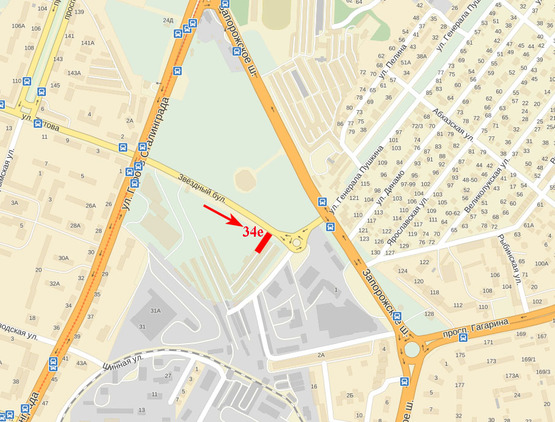 Схема рекламной плоскости по адресу Зоряний бульвар - ж. к. Зоряний, біля АТБ-маркета