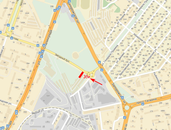 Схема рекламної площини за адресою Зоряний бульвар - ж. к. Зоряний, біля АТБ-маркета