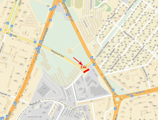 Схема рекламної площини за адресою Зоряний бульвар (навпроти АТБ-маркета)