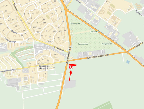 Схема рекламної площини за адресою Запорізьке шосе - вул. Панікахи, світлофор