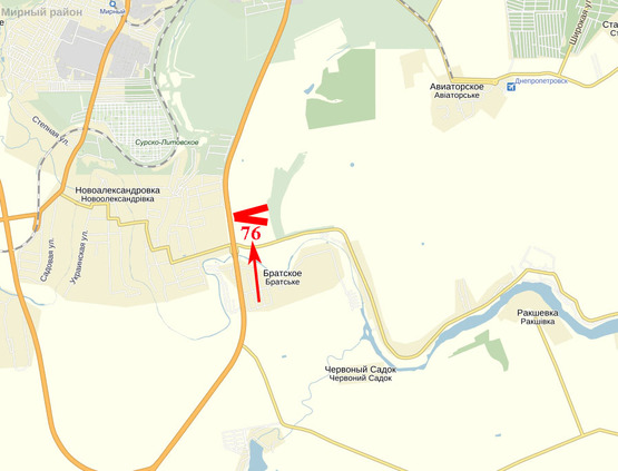 Схема рекламной плоскости по адресу Запорізьке шосе, с. Новоолександрівка, в'їзд з смт Солоне, Запоріжжя(418км+500м) пташка