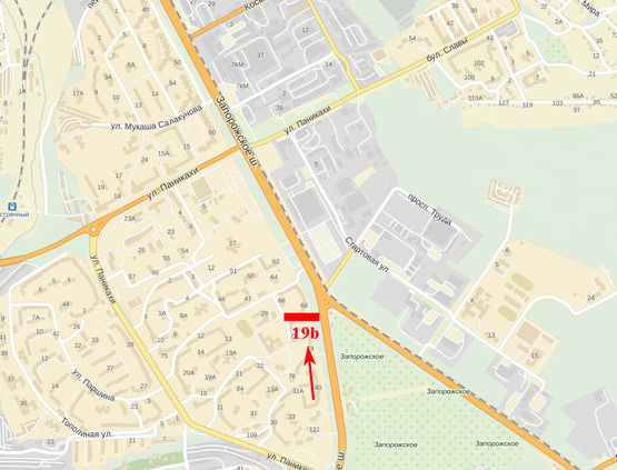 Схема рекламної площини за адресою Запорізьке шосе (поворот до аеропорту)