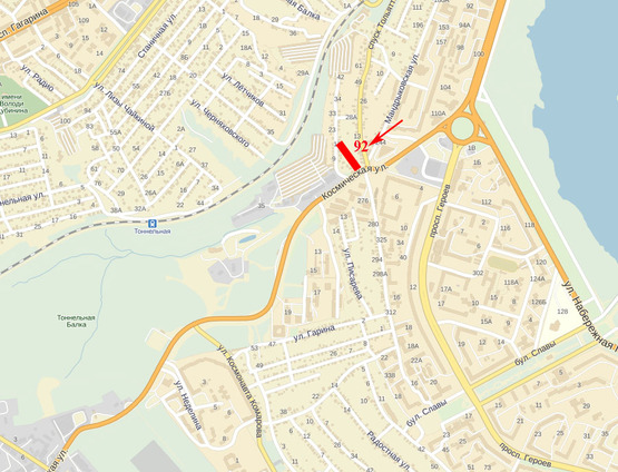 Схема рекламної площини за адресою вул. Космічна, Кодацький узвіз