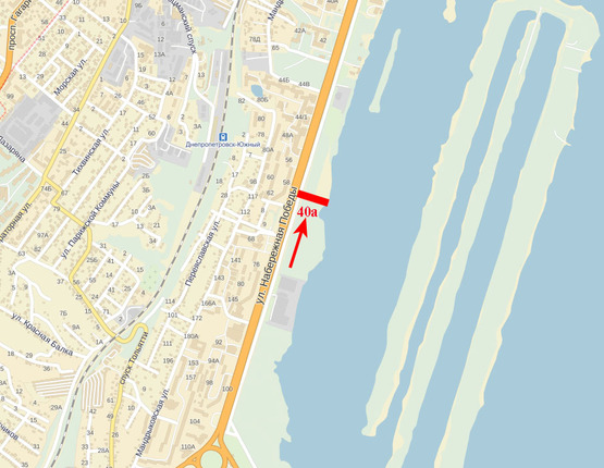 Схема рекламної площини за адресою Набережна Перемоги, 2й масив, Приватбанк 2 (в центр)