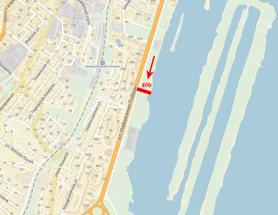 Схема рекламной плоскости по адресу Набережна Перемоги, 2й масив, Приватбанк 2 (з центру)