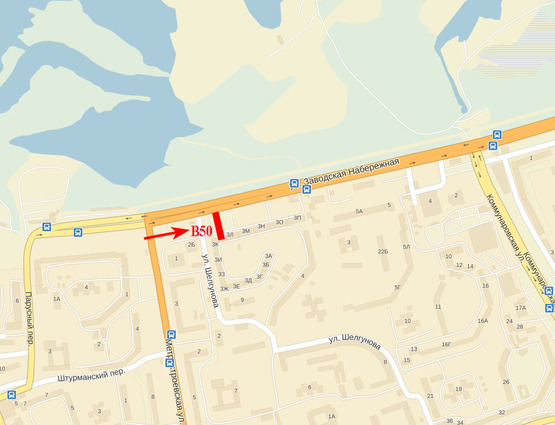 Схема рекламной плоскости по адресу Набережна Заводська - ж. м. Покровський (в центр)