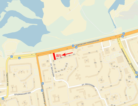 Схема рекламной плоскости по адресу Набережна Заводська - ж. м. Покровський (з центру)