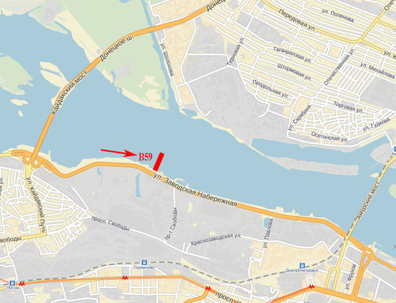 Схема рекламної площини за адресою Набережна Заводська, АЗС Глорія (в центр)