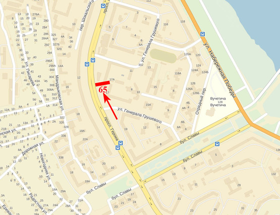 Схема рекламної площини за адресою пр-т Героїв - бульвар Слави (в центр)