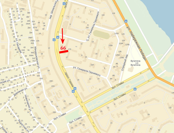 Схема рекламної площини за адресою пр-т Героїв - бульвар Слави (з центру)